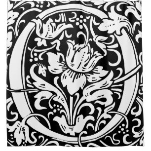 Cortina De Ducha Alfabeto floral Letra monogramada o clásica