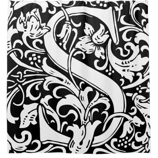 Cortina De Ducha Alfabeto floral Letra monogramada S clásica (Anverso)