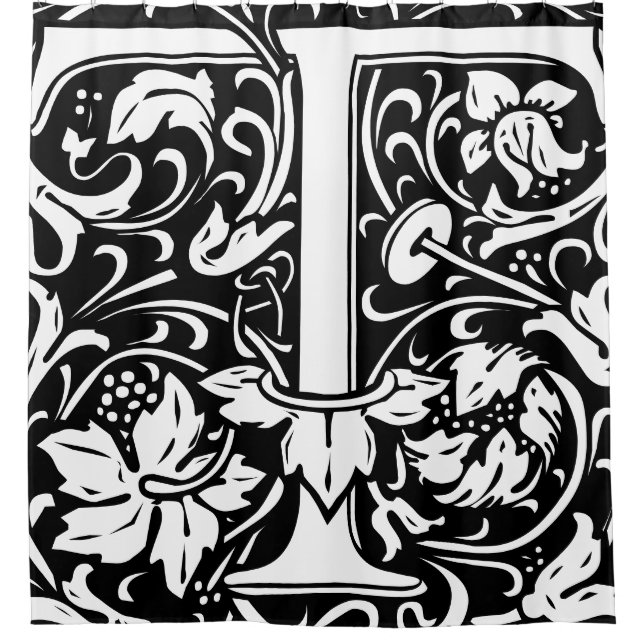 Cortina De Ducha Alfabeto floral Letra monogramada T clásica (Anverso)