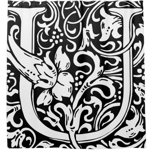 Cortina De Ducha Alfabeto floral Letra monogramada U clásica (Anverso)