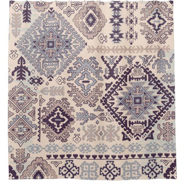 Cortina De Ducha Alfombra india: patrón de adorno tribal. (Anverso)