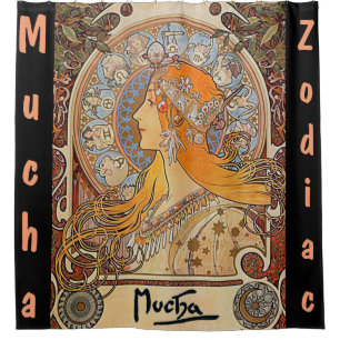 Cortina De Ducha Alfonso Mucha, zodiaco, nouveau del arte, vintage,