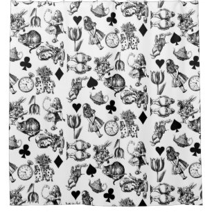 Cortina De Ducha Alice White Rabbit Wonderland Cheshire Cat