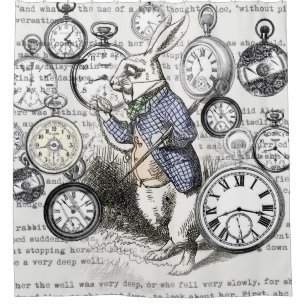 Cortina De Ducha Alicia de Conejo Blanco en Relojes de Maravilla