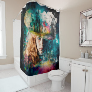 Cortina De Ducha Alicia en el país de las maravillas   Reloj y hori