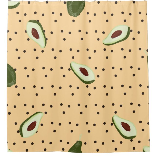 Cortina De Ducha Alimentos saludables. Patrón de aguacate sin incon (Anverso)