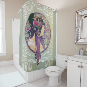 Cortina De Ducha Alphonse Mucha, Donna, art nouveau, vintage, elega