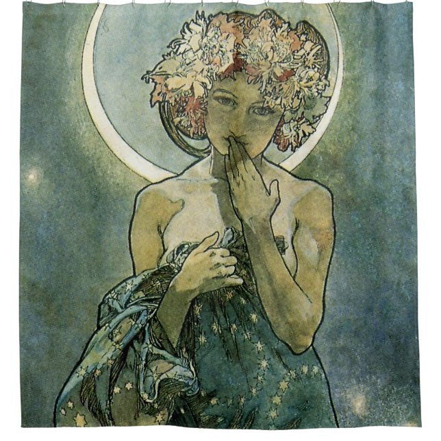 Cortina De Ducha Alphonse Mucha Sorprendente Mujer Art Nouveau #18 (Anverso)
