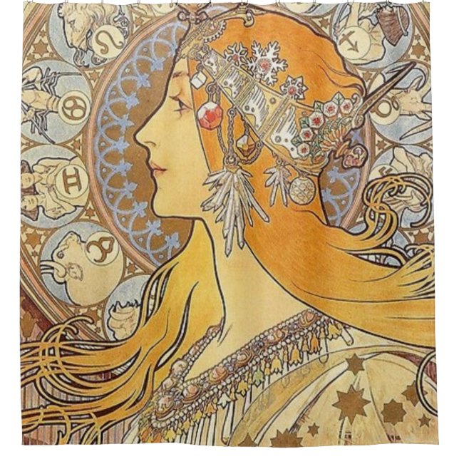 Cortina De Ducha Alphonse Mucha Zodiac (Anverso)