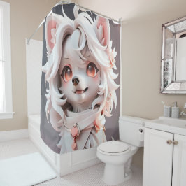 Cortina De Ducha Aluminio Rosa Y Blanco Fluffy