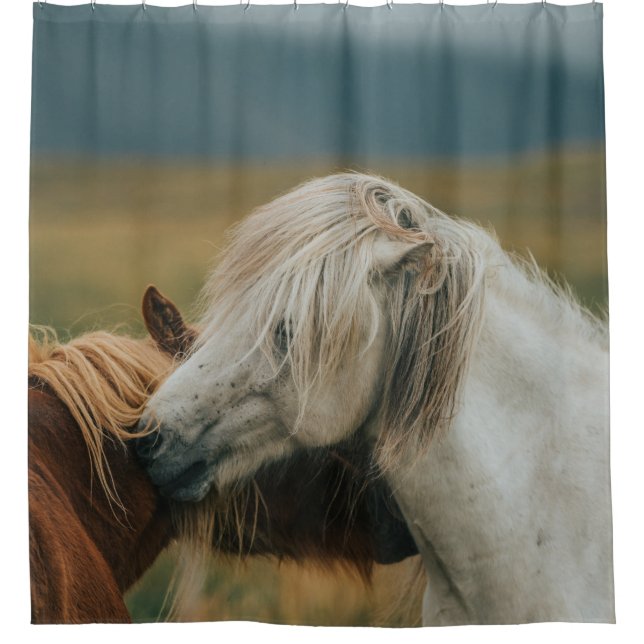 CORTINA DE DUCHA AMABLE PAREJA DE CABALLOS (Anverso)