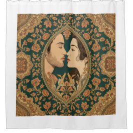 Cortina De Ducha Amantes - Arte de Pareja Romántica Inspirada en Pe