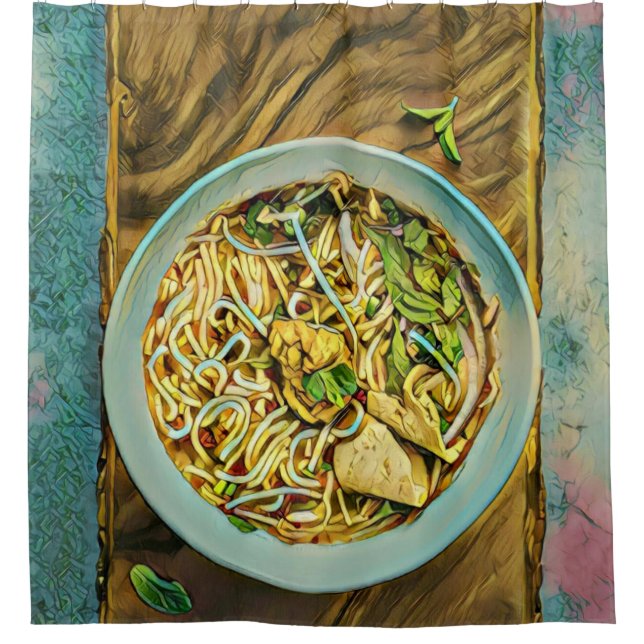 Cortina De Ducha Amantes del Ramen japonés (Anverso)