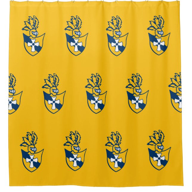 Cortina de ducha amarilla con patrón Escudo (Anverso)