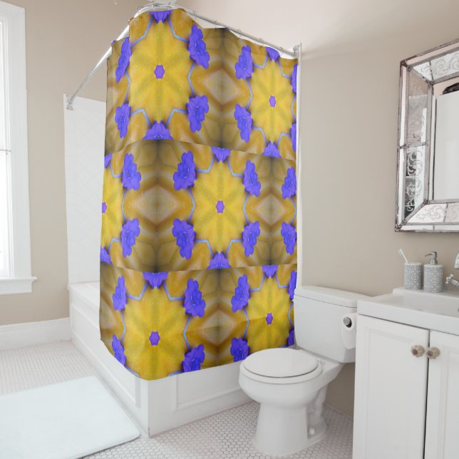 Cortina De Ducha Amarillo Alegre Y Azul (In situ)