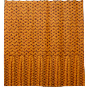 Cortina De Ducha Amarillo brillante: textura de punto hecha a mano.