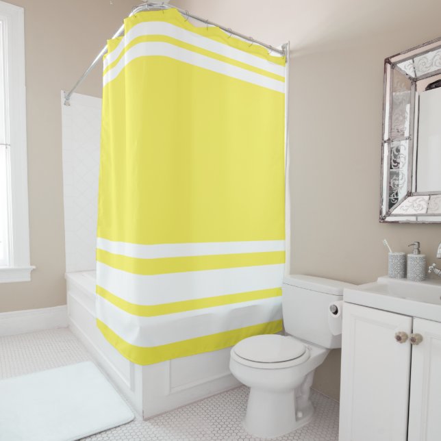 Cortina De Ducha Amarillo : Líneas modernas en blanco (In situ)