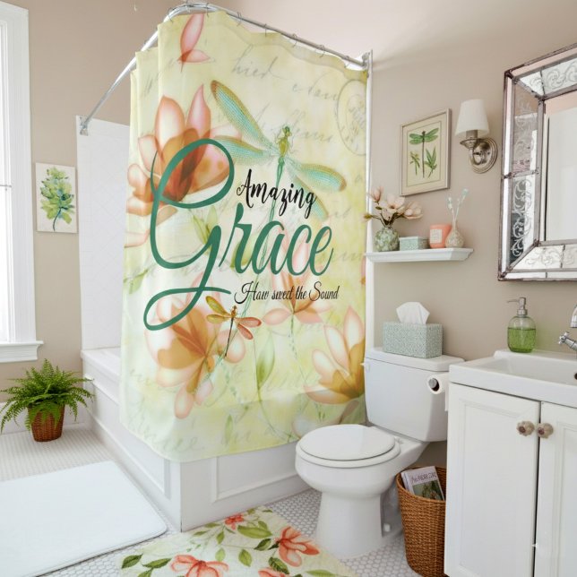 Cortina De Ducha Amazing Grace Flowers and dragonfly  (Subido por el creador)
