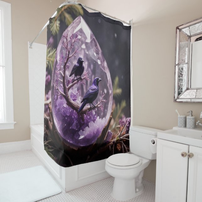 Cortina De Ducha Amethyst Crystal - Crows Ravens (In situ)
