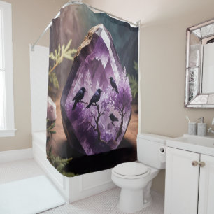 Cortina De Ducha Amethyst Crystal - Crows Ravens