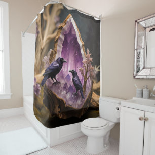 Cortina De Ducha Amethyst Crystal - Crows Ravens