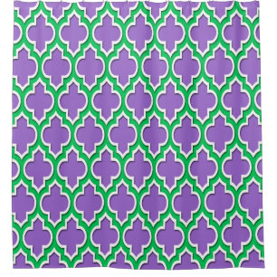 Cortina De Ducha Amethyst Púrpura Esmeralda Verde Blanco XL Marroqu