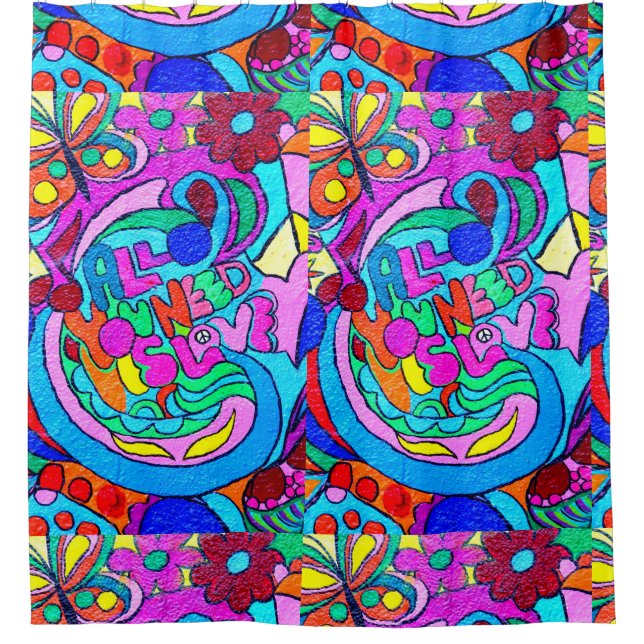 Cortina De Ducha amor maravilloso del hippie (Anverso)