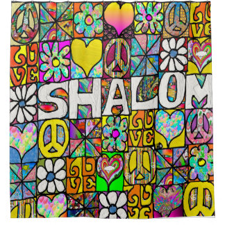 Cortina De Ducha Amor Shalom Psicodélico Retro de los 60