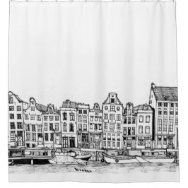 Cortina De Ducha Ámsterdam Canal Países Bajos Ilustracion Cityscape