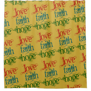 Cortina De Ducha AMVE FAITH HOPE tipografía de grunge