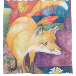 cortina de ducha anaranjada del zorro