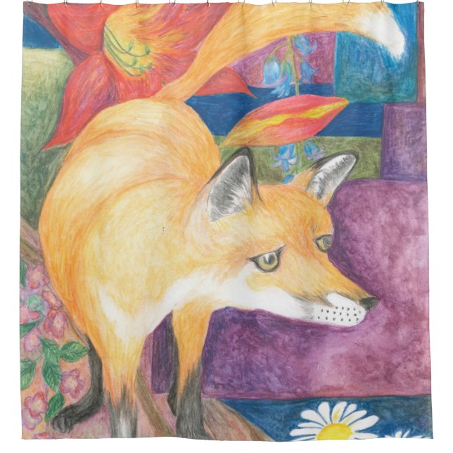 cortina de ducha anaranjada del zorro (Anverso)