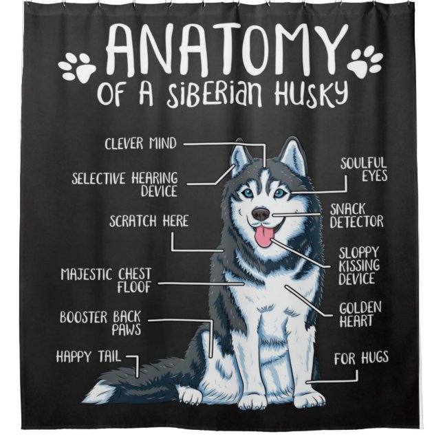 Cortina De Ducha Anatomía Siberian Husky| Divertidos regalos Husky  (Anverso)
