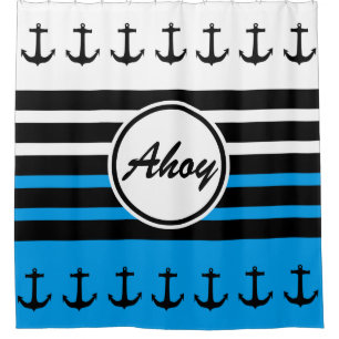 Cortina De Ducha Ancla y rayas negras + tu trasero. e ideas