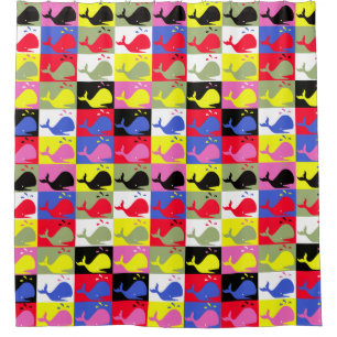 Cortina De Ducha Andy Whale-Hole™_Lots o' whales_parodia del arte p