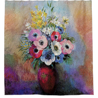Cortina De Ducha Anémonas de Odilon Redon - Simbolismo del Arte Fin