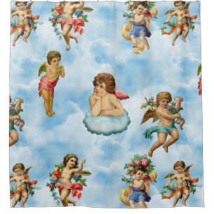 Cortina De Ducha angel cherub nubes antigüedades