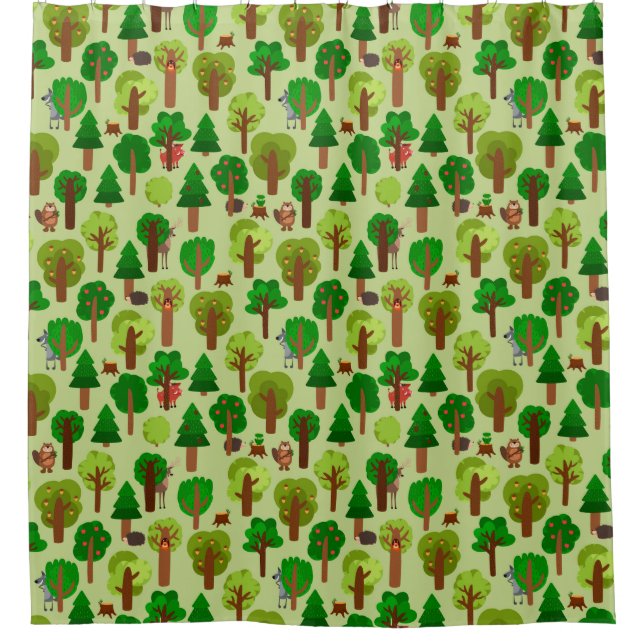 Cortina De Ducha Animales de bosque adorables (Anverso)