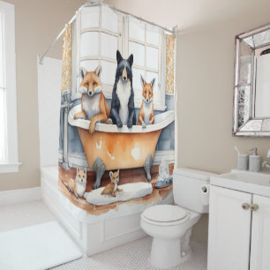 Cortina De Ducha Animales divertidos en baño