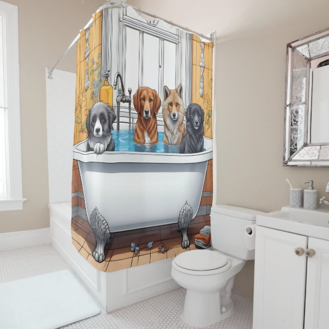 Cortina De Ducha Animales divertidos en baño (In situ)