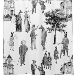 Cortina De Ducha animales victorianos antiguos toile antropomórfico