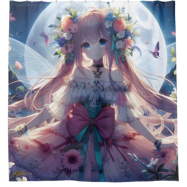 Cortina De Ducha Anime Chica Flower Moon Fairy (Anverso)