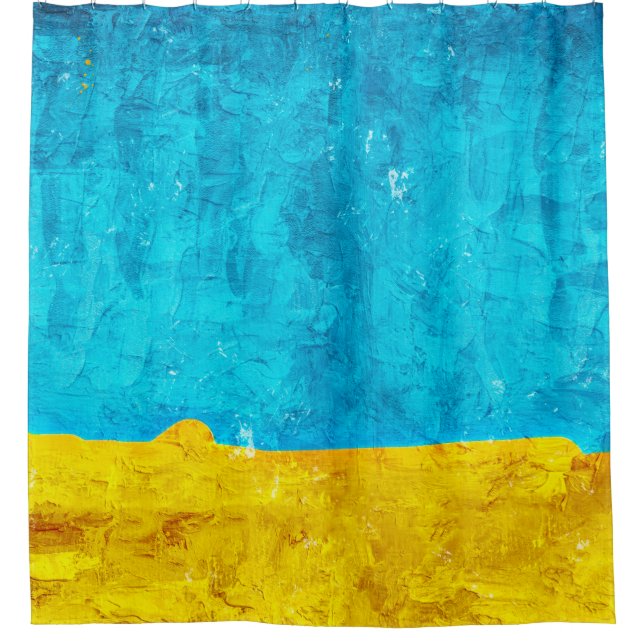 Cortina De Ducha Antecedentes arte amarillo azul (Anverso)