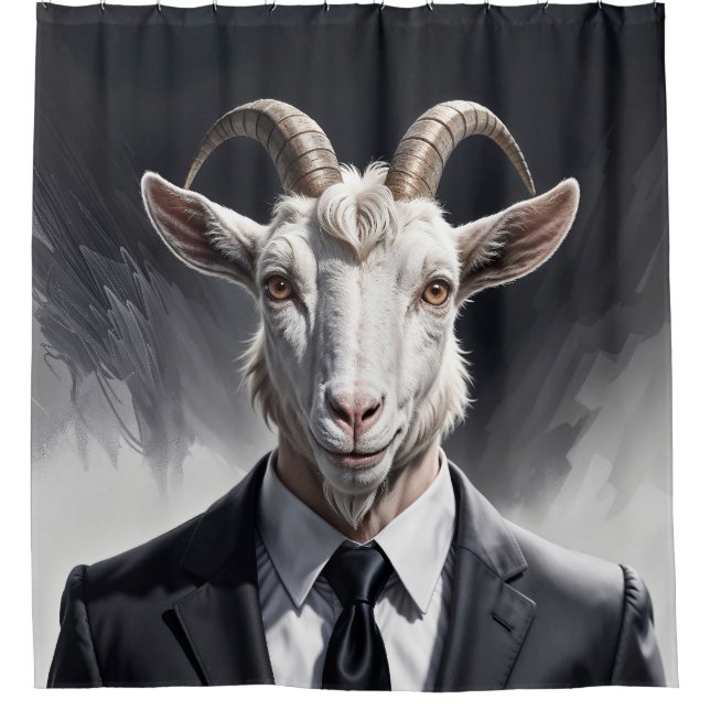 Cortina De Ducha Anthropomorphic goat businessman headshot (Anverso)