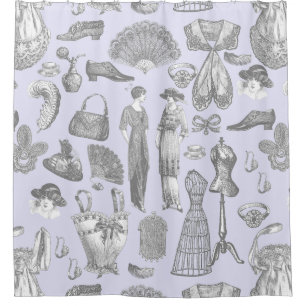 Cortina De Ducha anticuario edwardian vintage moda señoras púrpura