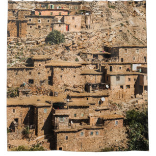 Cortina De Ducha Antigua aldea rural tradicional en Marruecos. Tr