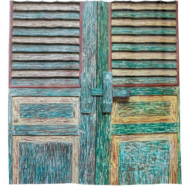 Cortina De Ducha antigua puerta de madera de época (Anverso)