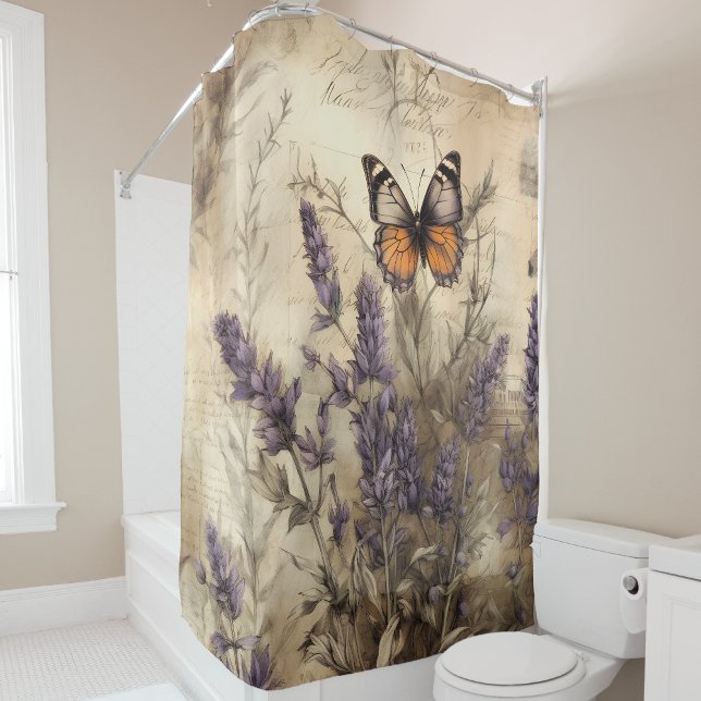 Cortina De Ducha Antique Lavender Butterfly Art (Subido por el creador)