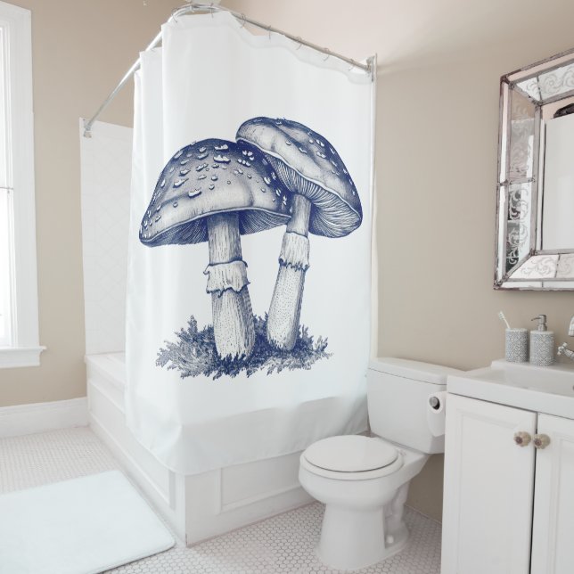 Cortina De Ducha Antique of mushroom drawing (In situ)