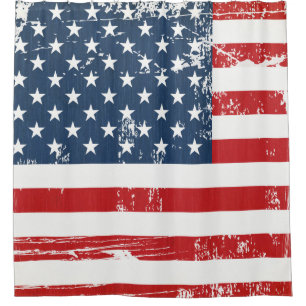 Cortina De Ducha Apariencia vintage apenada de la bandera americana